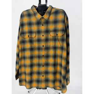 Levi­s The Worker Relaxed Fit Plaid Flannel Shirt Orange Black Men­s 4XL